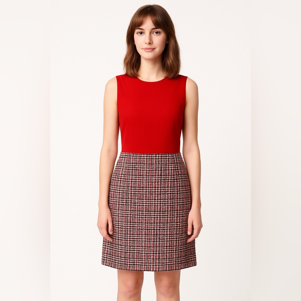 Paule Ka Paris Red & Tweed Sheath Dress